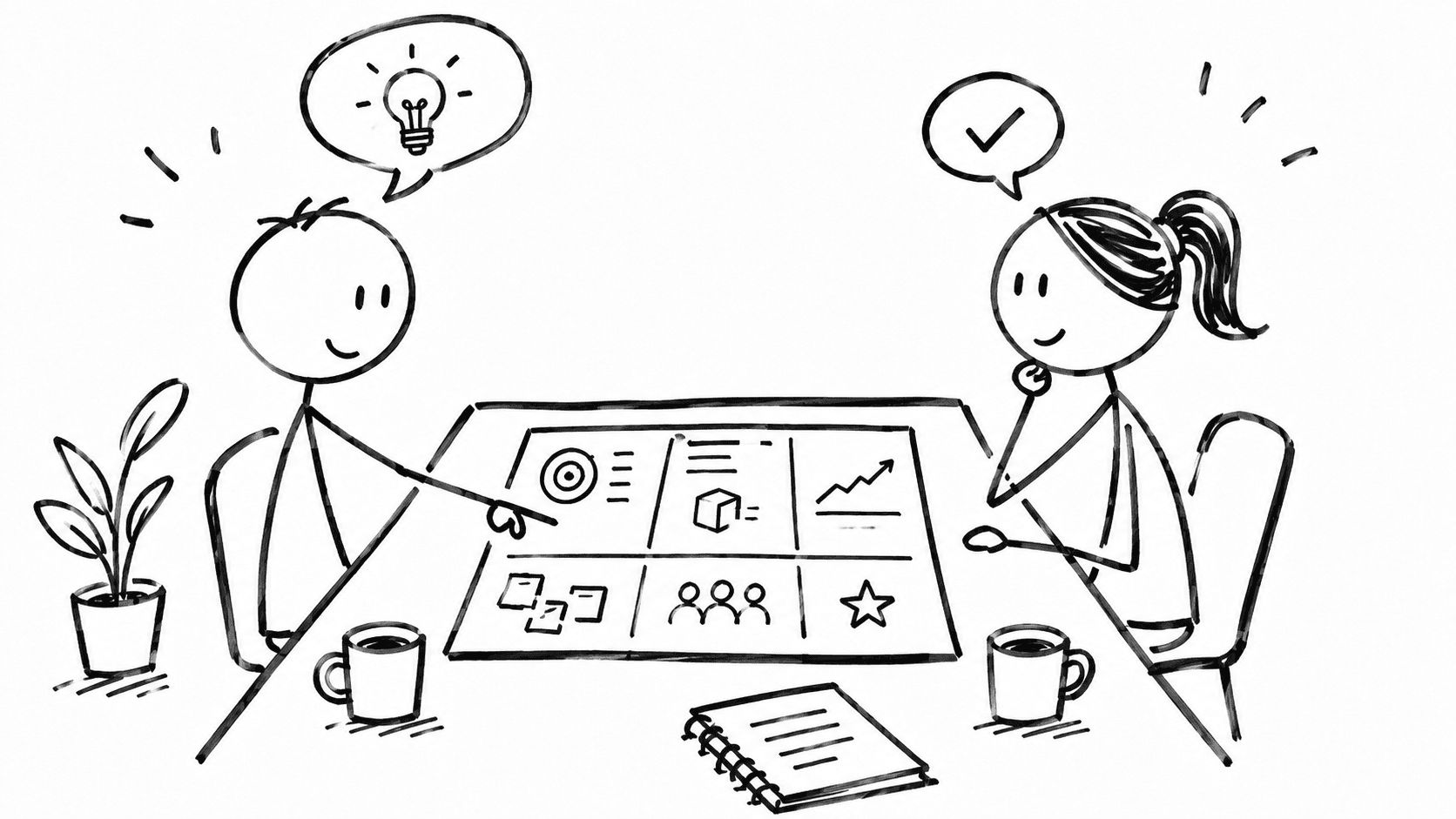 Equipo colaborando y decidiendo sobre un tablero común
